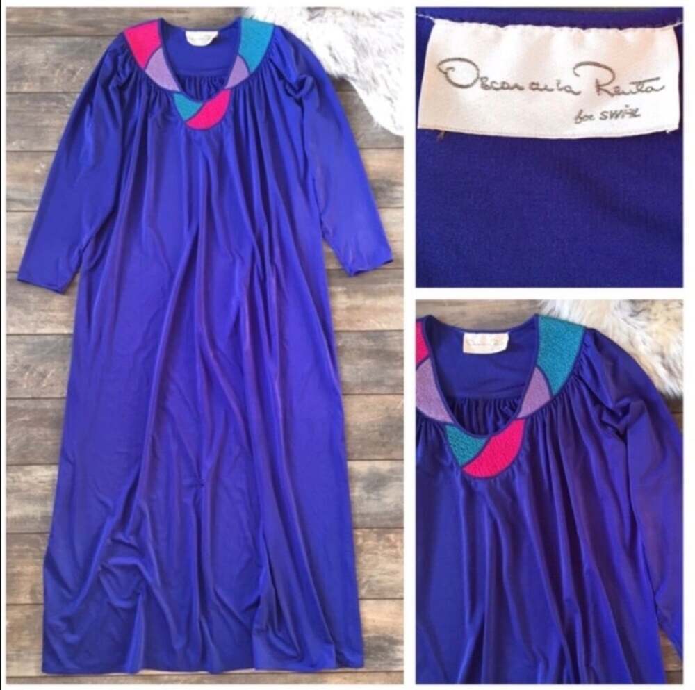Oscar de la Renta for Swirl Lounge Robe Purple Colorblock